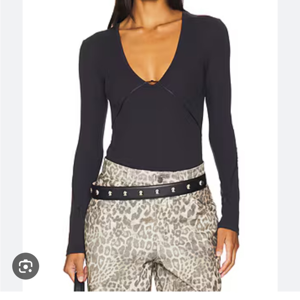 Free People Black Long Sleeve Bodysuit